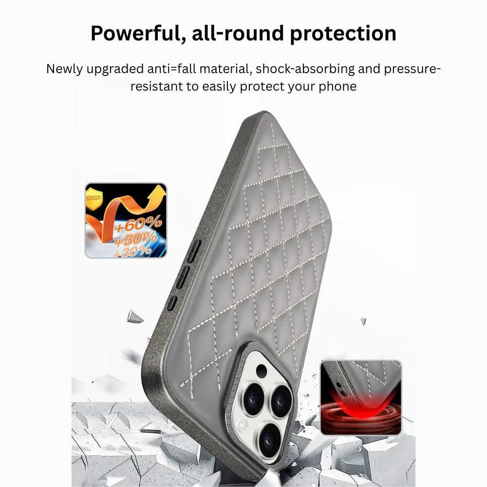 Quilted Leather iPhone Case Black - iPhone 16 / 17 Series (Pro & Pro Max ) - Image 6