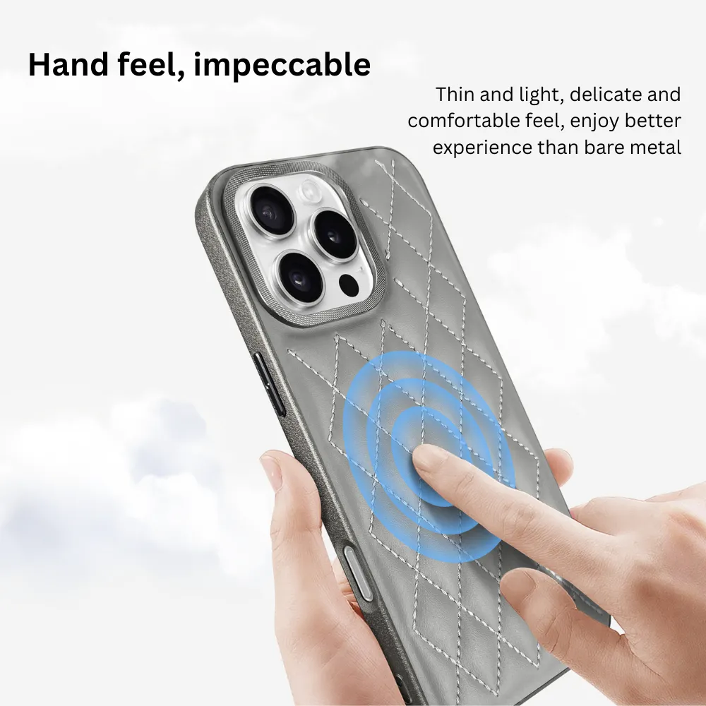 Quilted Leather iPhone Case Black - iPhone 16 / 17 Series (Pro & Pro Max ) - Image 4