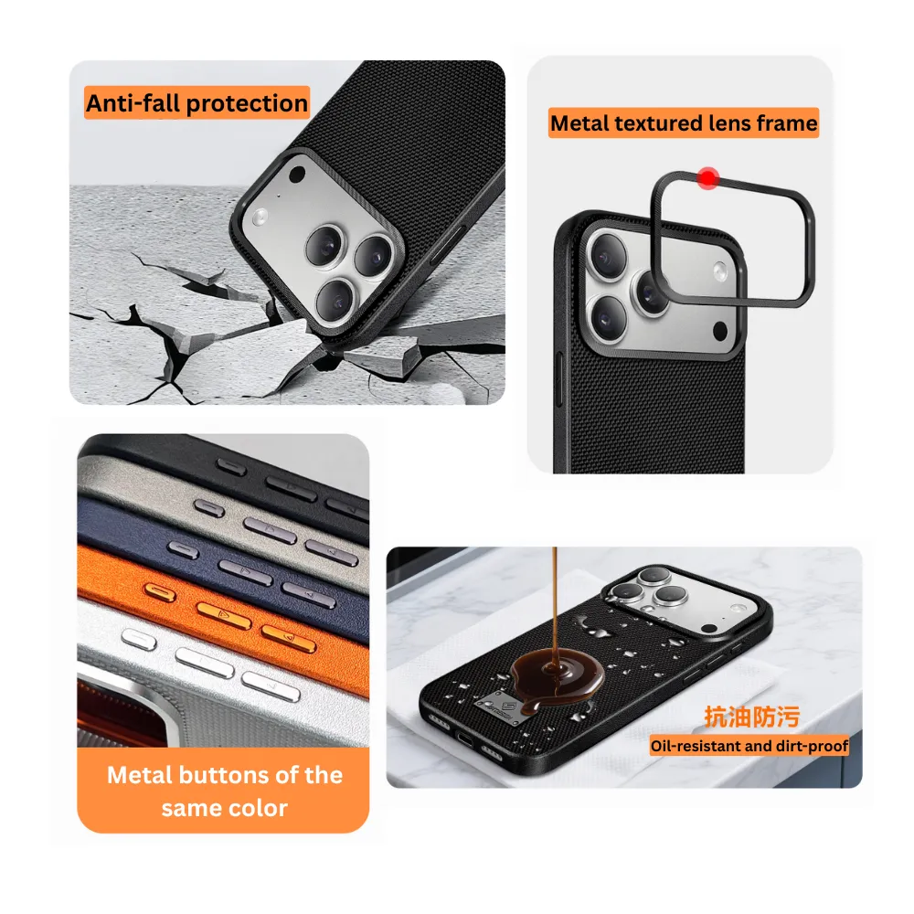 Fabric Texture iPhone Case Orange – iPhone 17 Pro & Pro Max - Image 6