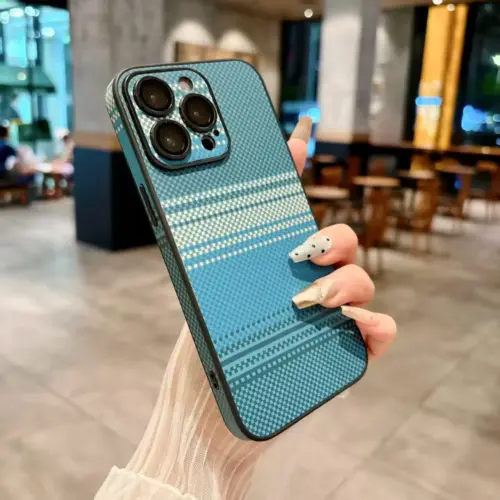 Alternative view of Woven Pattern iPhone Case Blue – iPhone 15 / 16 / 17 Series (Pro & Pro Max)