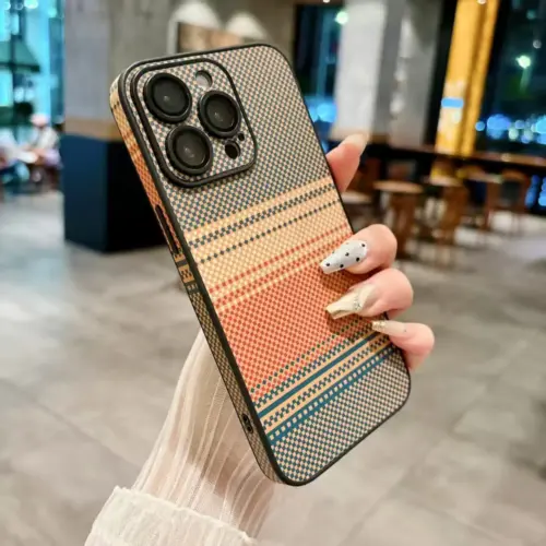 Alternative view of Woven Pattern iPhone Case Brown – iPhone 15 / 16 / 17 Series (Pro & Pro Max)
